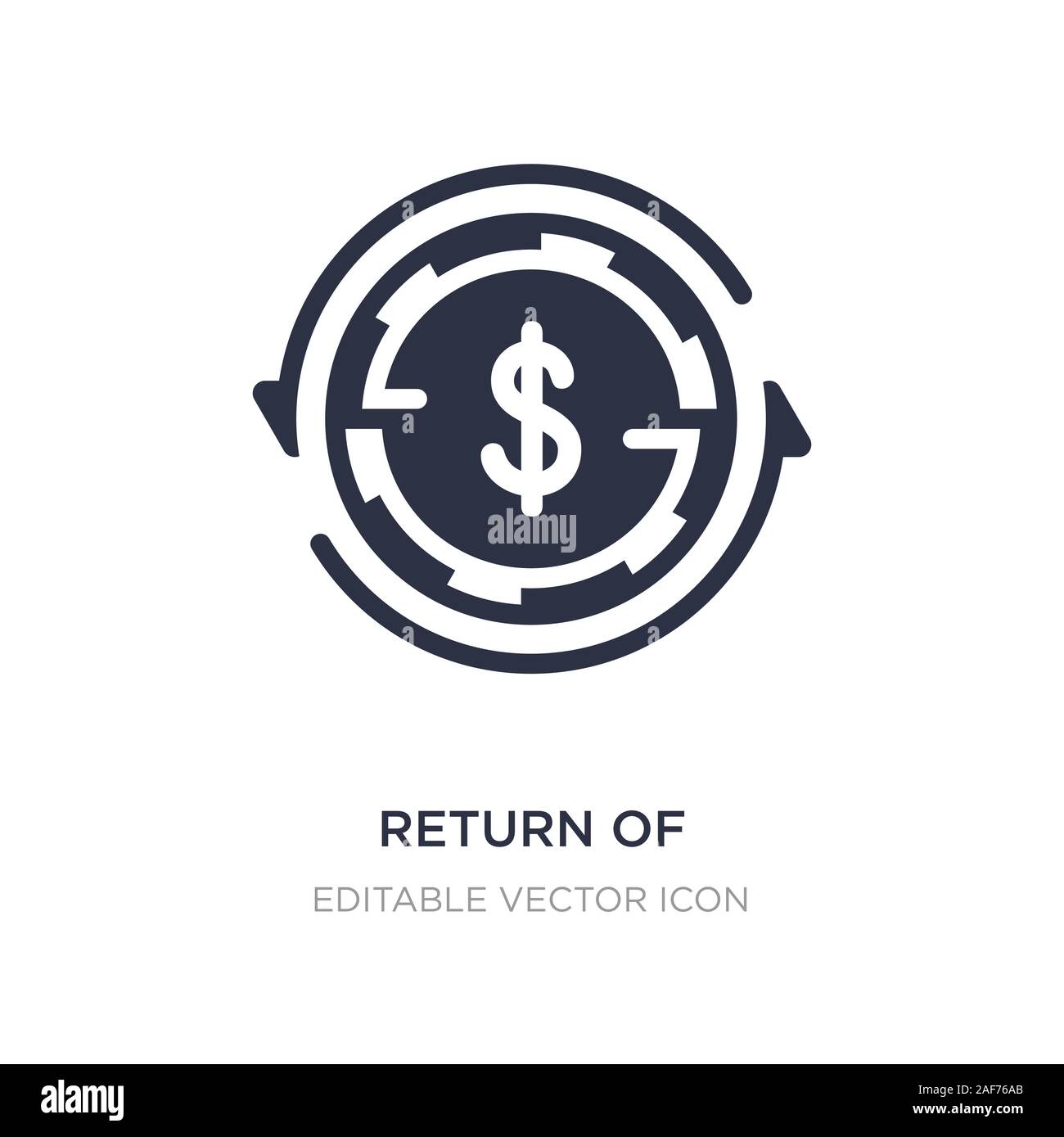 Ritorno dell icona di investimento su sfondo bianco. Elemento di semplice illustrazione dal concetto di affari. Ritorno di investimento icona simbolo di design. Illustrazione Vettoriale