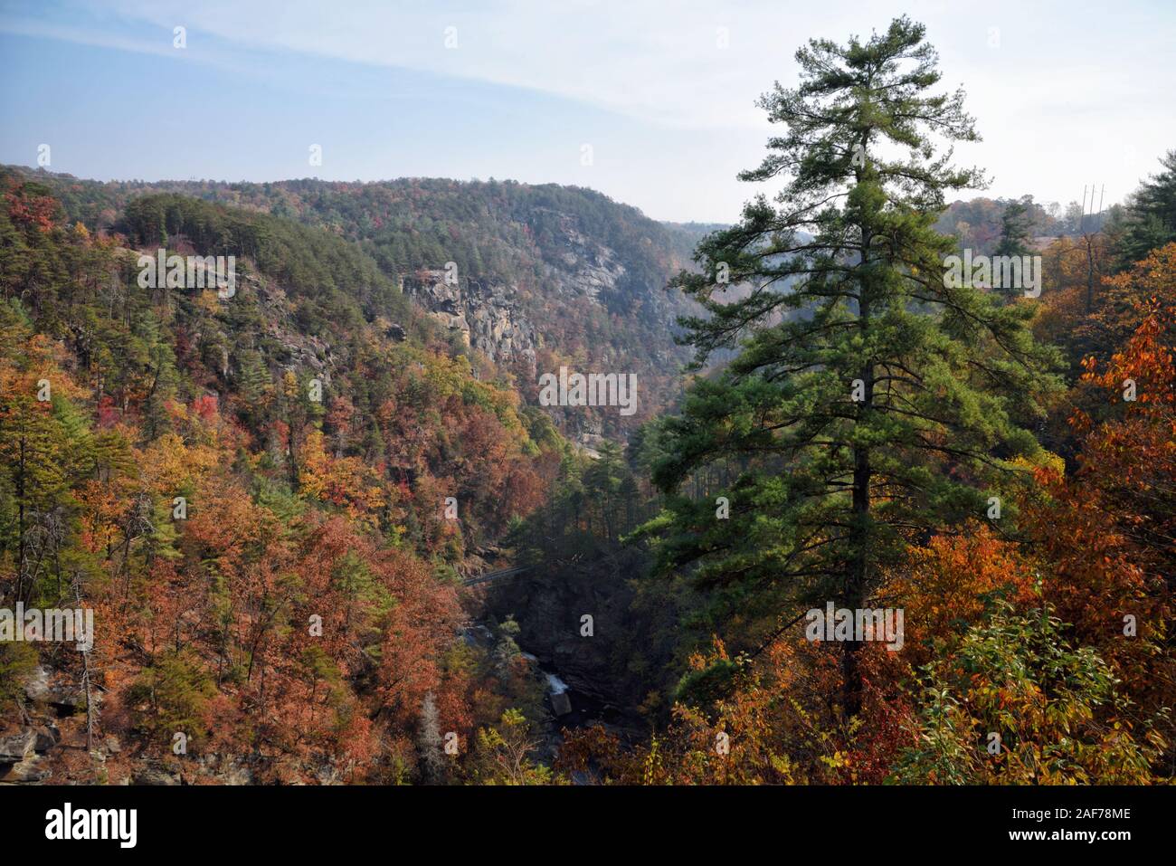 La Blue Ridge Mountain Range in Monti Appalachi del North Georgia USA in Tallulah Falls. Foto Stock