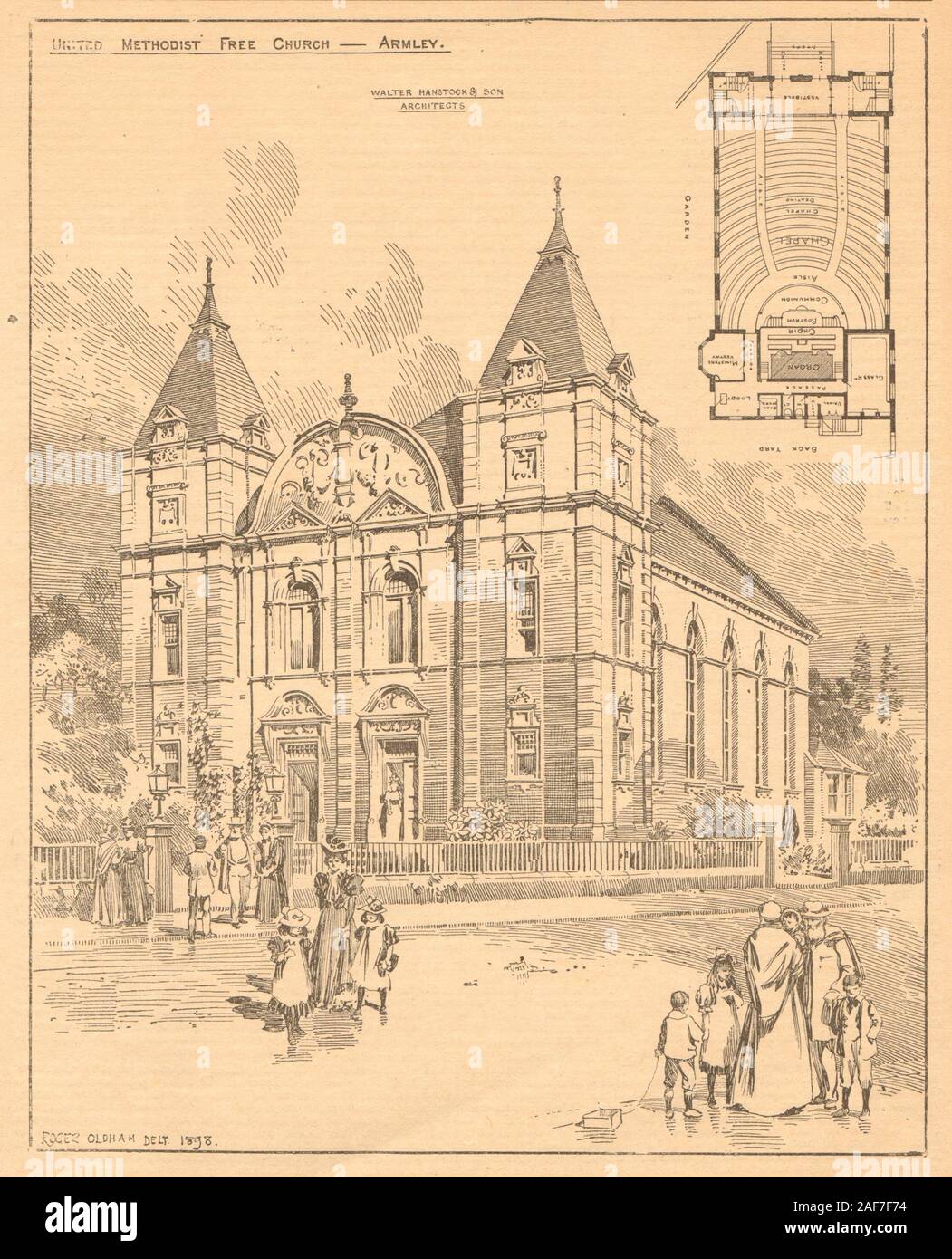Regno metodista chiesa libera, Armley, Walter Hanstock architetti. Leeds 1899 Foto Stock