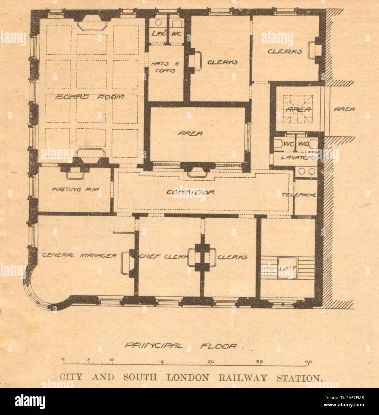 Città & sud alla stazione ferroviaria di Londra. Moorgate. Principali piano piano 1900 stampare Foto Stock