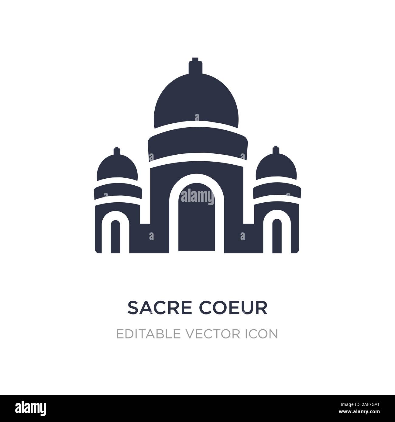 Il Sacre coeur icona sullo sfondo bianco. Elemento di semplice illustrazione dal concetto di monumenti. Sacre coeur icona simbolo di design. Illustrazione Vettoriale