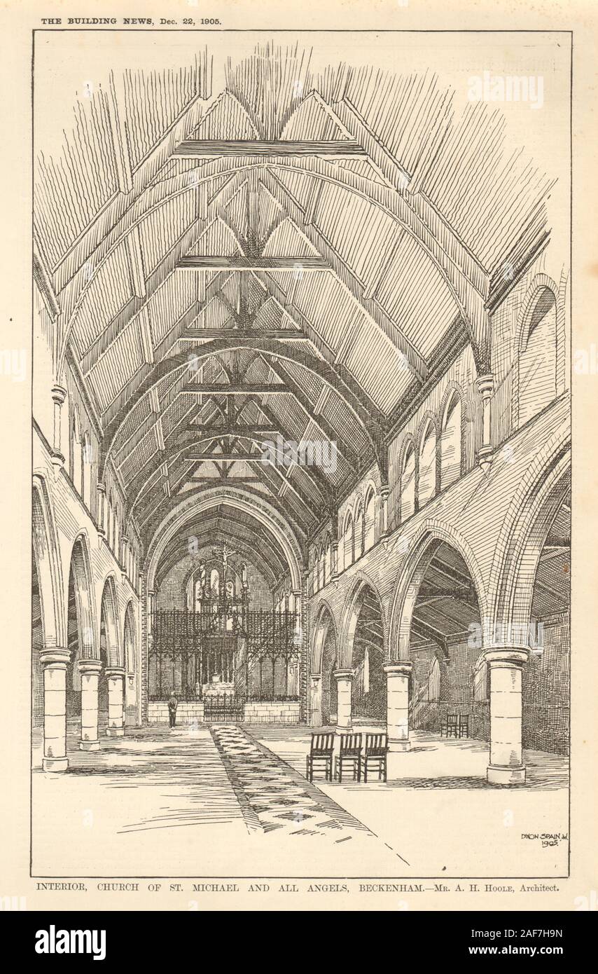 Interno, Chiesa di San Michele e Tutti gli Angeli, Beckenham. AH Hoole architetto 1905 Foto Stock