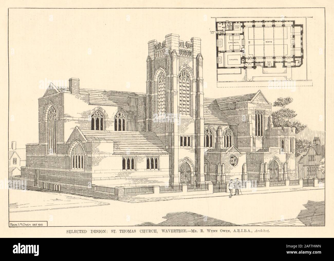Chiesa di San Tommaso, Wavertree. R. Wynn Owen, Ariba, architetto. Lancashire 1907 Foto Stock