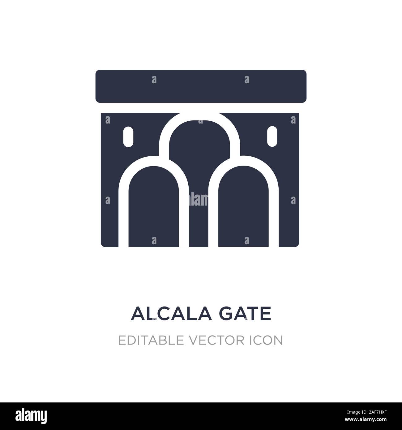 Alla porta di Alcalá icona sullo sfondo bianco. Elemento di semplice illustrazione dal concetto di monumenti. porta Alcala simbolo icona del design. Illustrazione Vettoriale