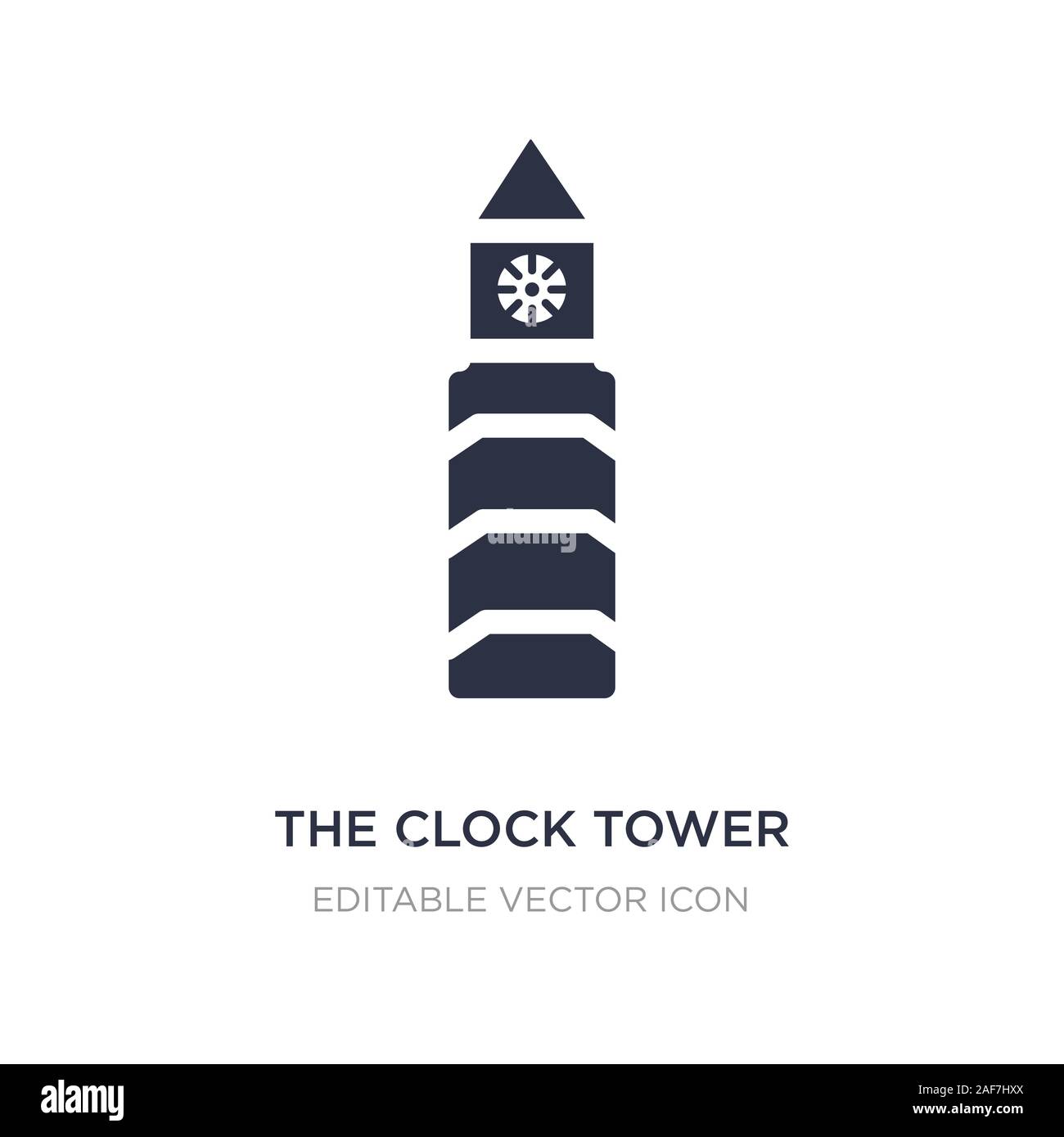 La torre dell orologio icona sullo sfondo bianco. Elemento di semplice illustrazione dal concetto di monumenti. la torre dell orologio icona simbolo di design. Illustrazione Vettoriale