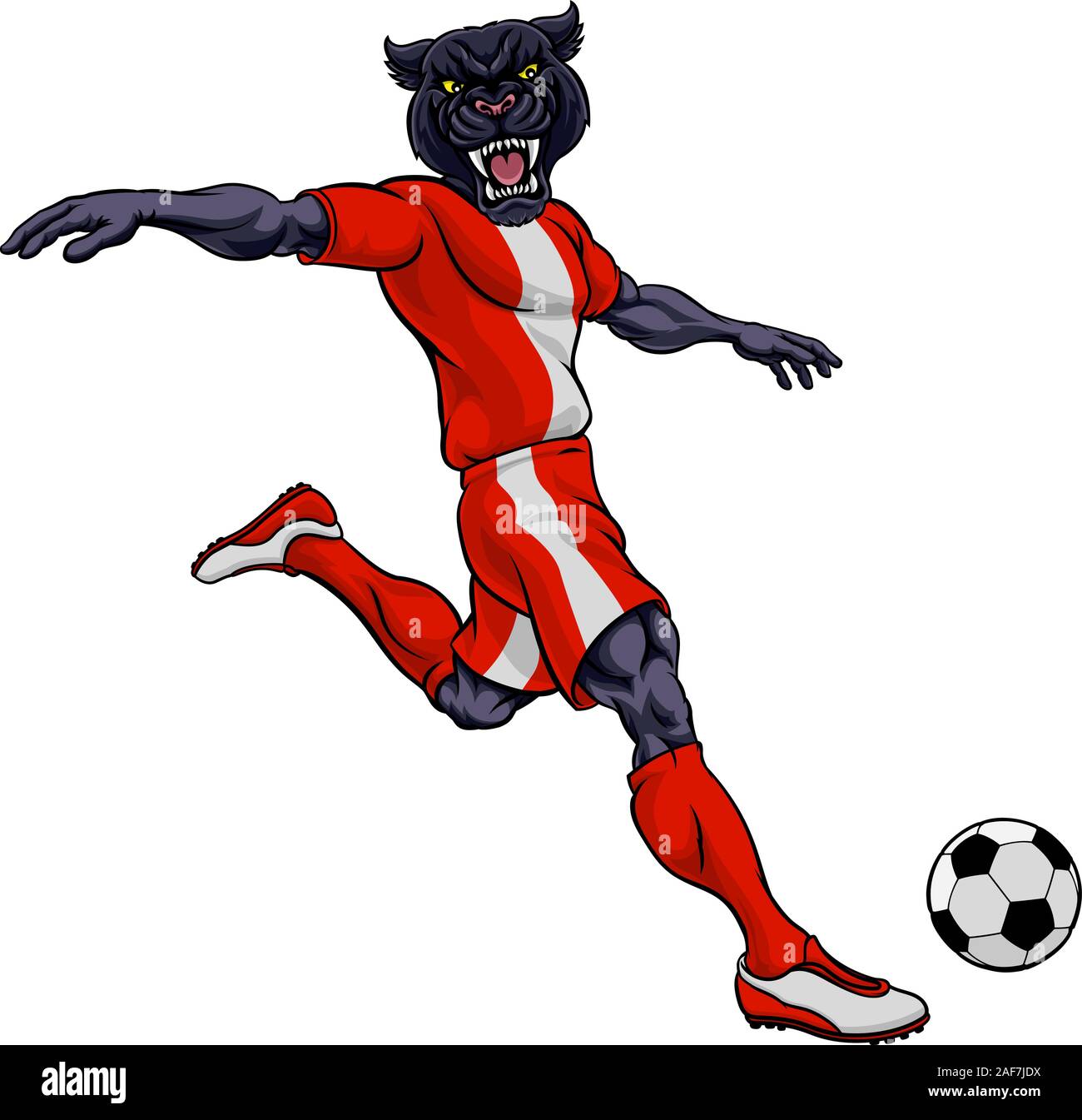 Panther Soccer Football Player mascotte sportive Illustrazione Vettoriale