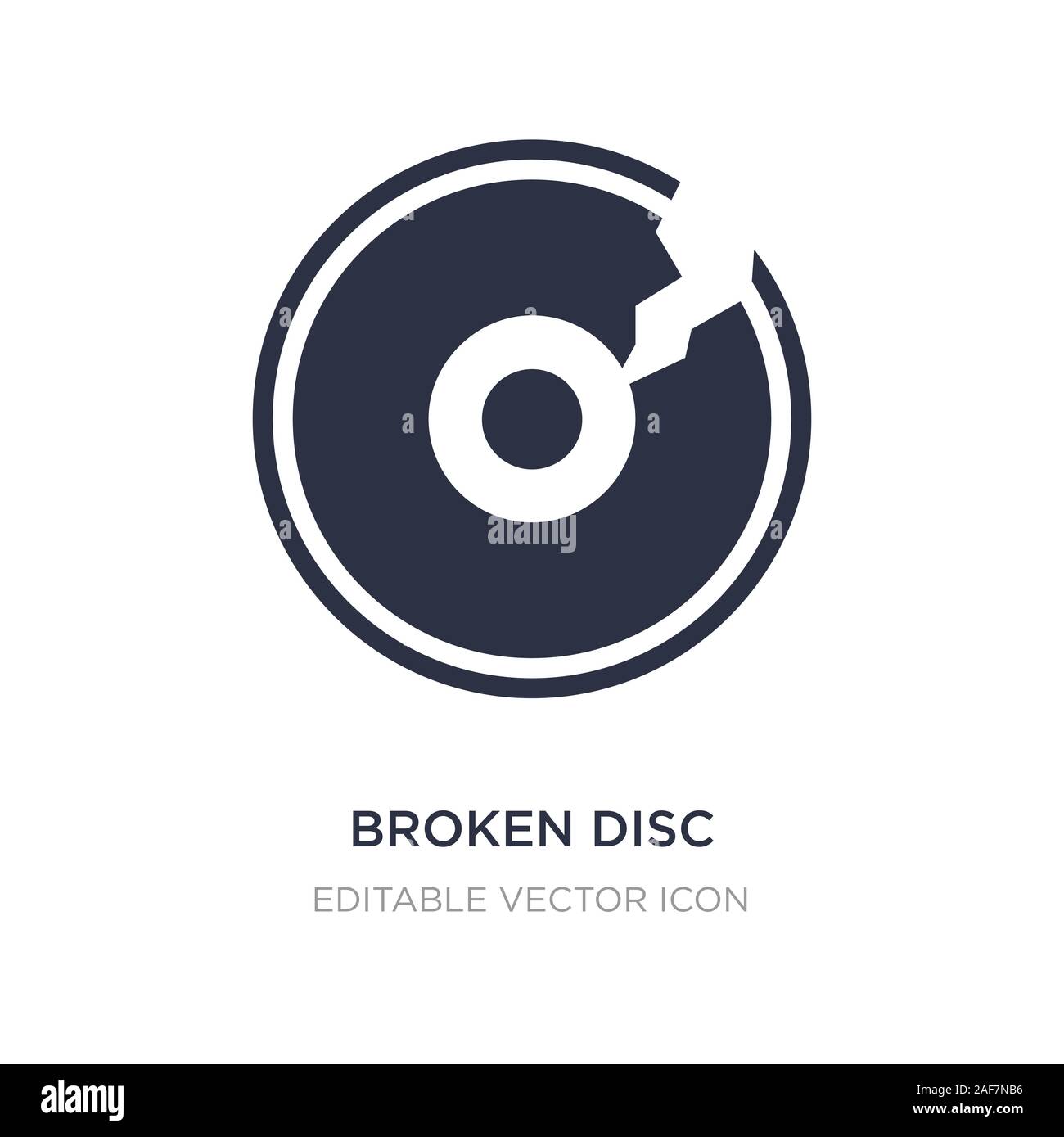 Disco rotto icona sullo sfondo bianco. Elemento di semplice illustrazione dal concetto di multimediale. disco rotto icona simbolo di design. Illustrazione Vettoriale