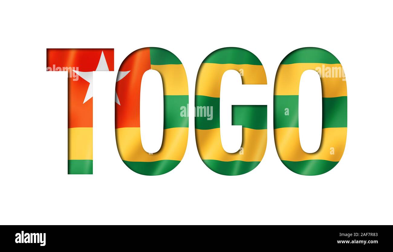 Togo bandiera di un font per il testo. nazione sullo sfondo del simbolo Foto Stock