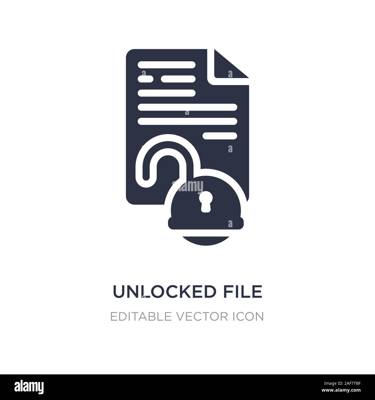 Sbloccate l'icona del file su sfondo bianco. Elemento di semplice illustrazione dal concetto di sicurezza. sbloccato il file icona simbolo di design. Illustrazione Vettoriale