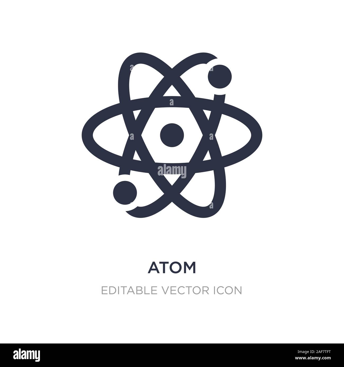 Icona di atomo su sfondo bianco. Elemento di semplice illustrazione dal concetto di segni. atom icona simbolo di design. Illustrazione Vettoriale