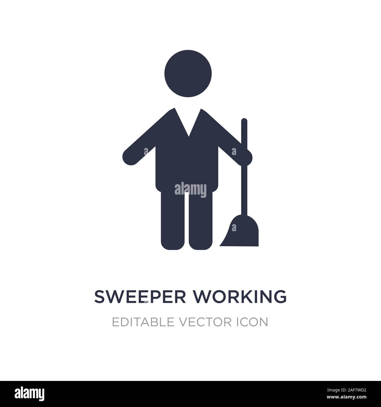 Sweeper icona di lavoro su sfondo bianco. Elemento di semplice illustrazione da persone il concetto di lavoro scopa icona simbolo di design. Illustrazione Vettoriale