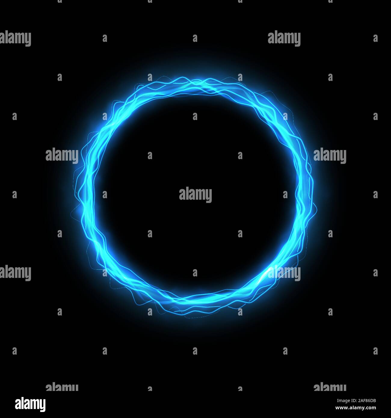 Round telaio al neon con luminosi e linee di onda. Luce brillante anello. Illustrazione Vettoriale. Illustrazione Vettoriale