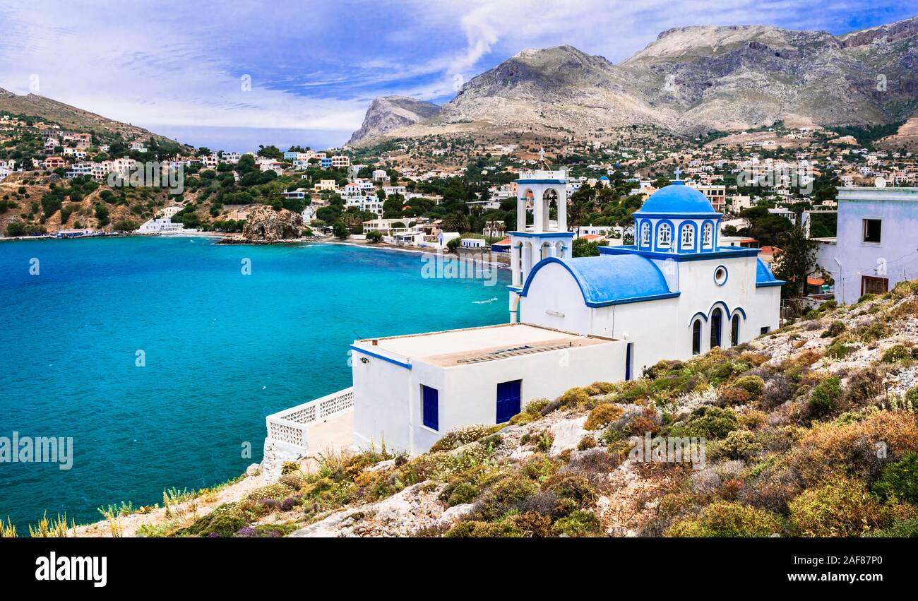 Tradizionale vecchio monastero a Kalymnos isola,Grecia. Foto Stock
