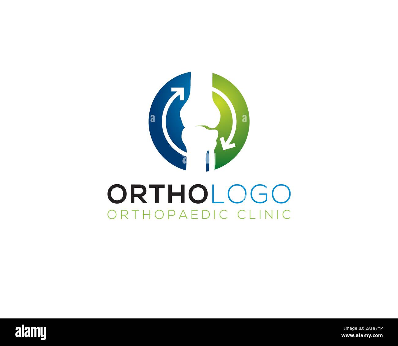 Ortopedica osso umano il trattamento congiunto del logo di diagnostica Illustrazione Vettoriale