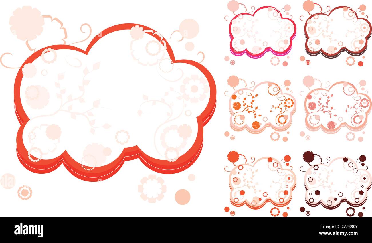 Set di rosso gli sfondi astratti con elementi floreali, parte 38, illustrazione vettoriale Illustrazione Vettoriale
