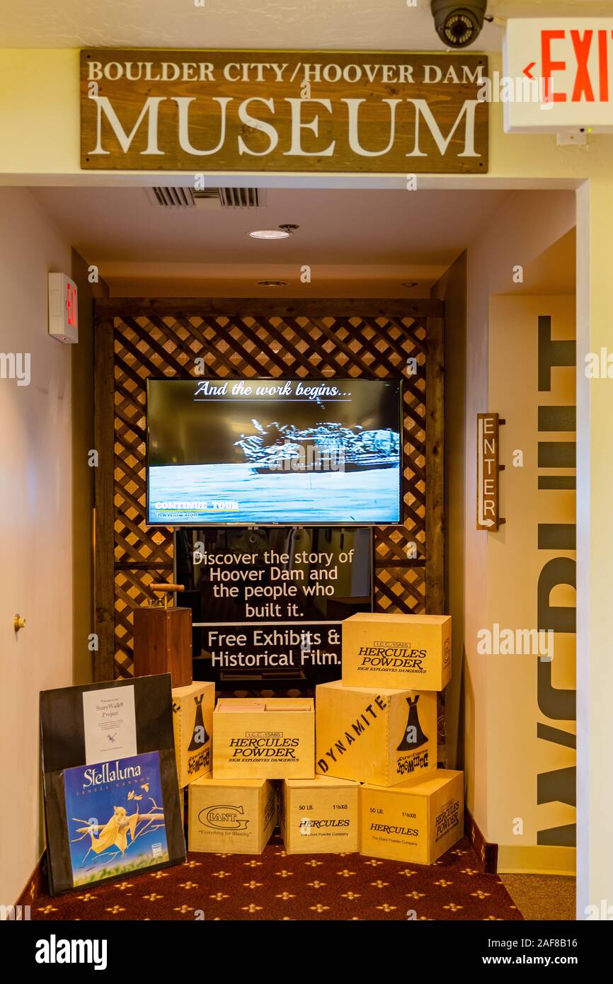 La città di Boulder, 13 ottobre: vista dell'interno del famoso Boulder Dam Hotel e museo in ottobre 13, 2019 a Boulder City, Nevada Foto Stock