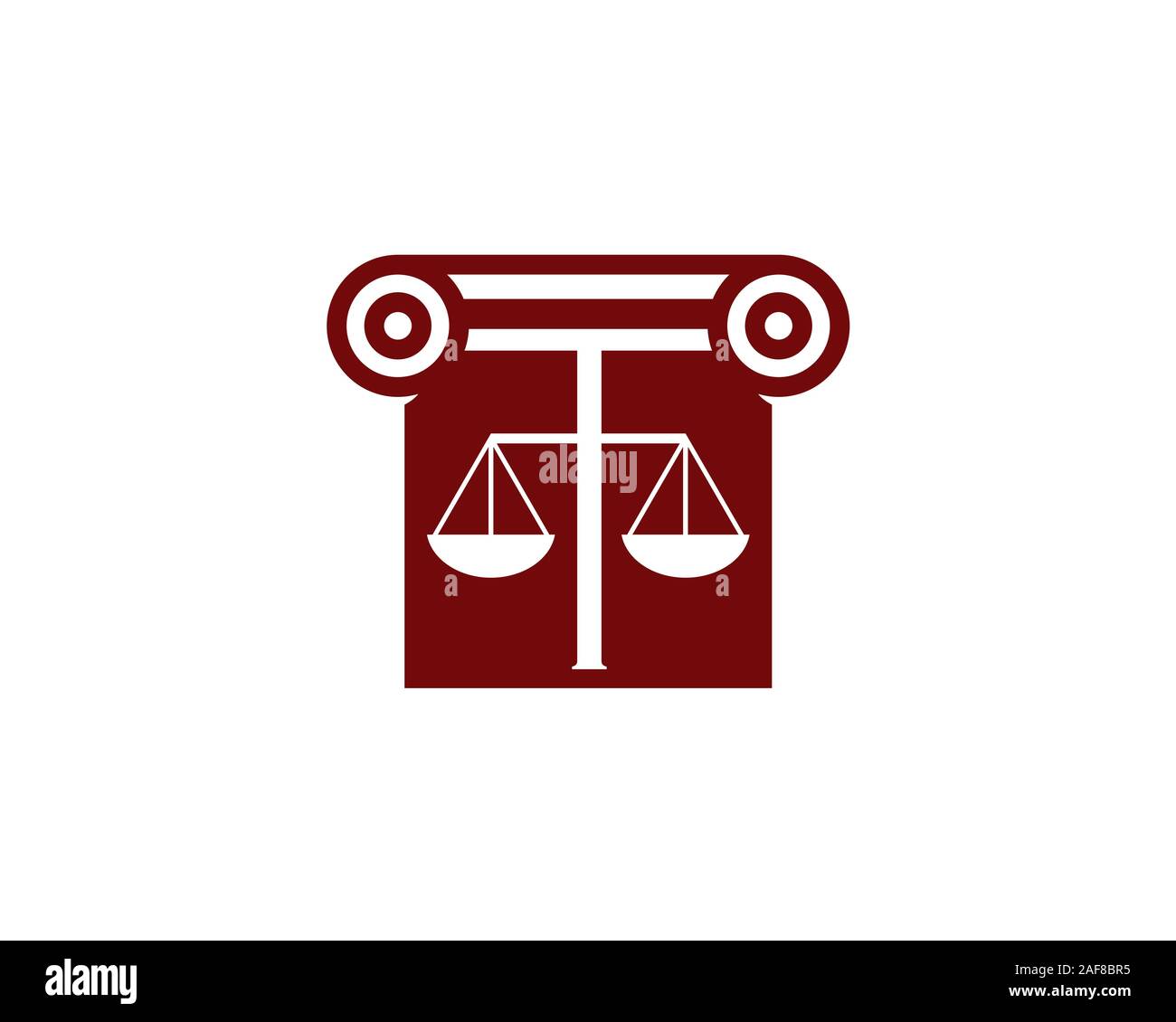 La semplice giustizia logo con scala e colonna Illustrazione Vettoriale