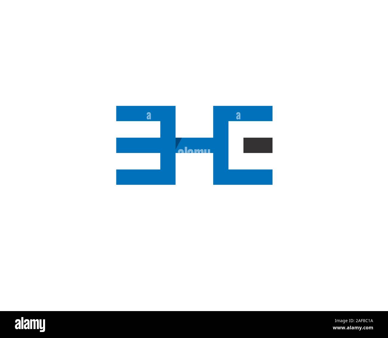 Lettera iniziale B H e in stile quadrato e bordi affilati Illustrazione Vettoriale