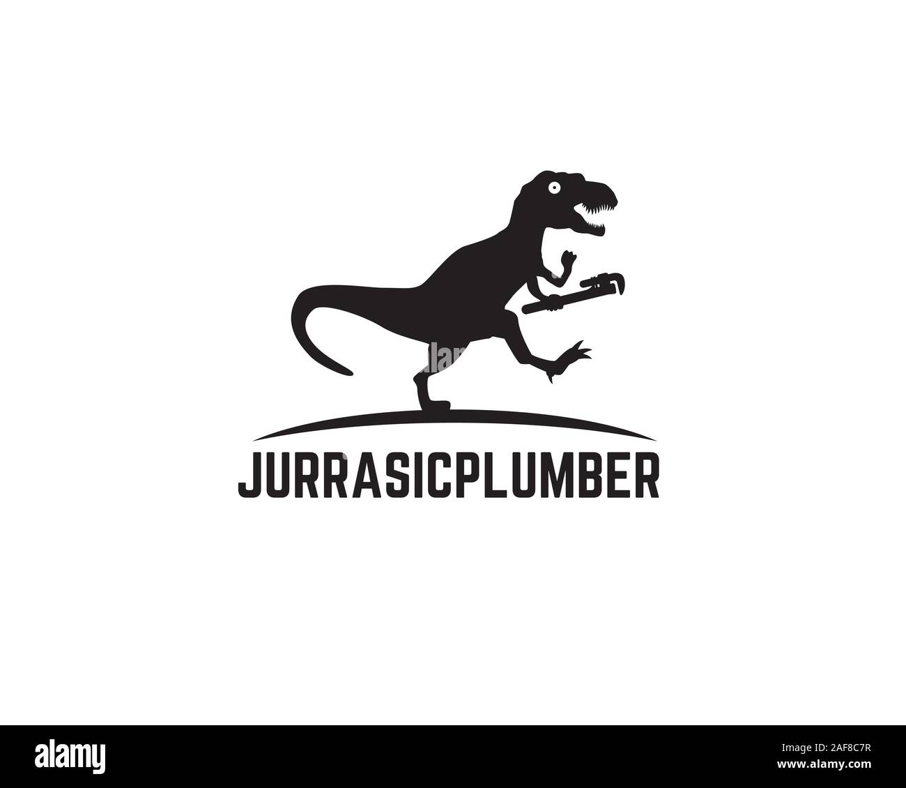 Tyrannosaurus rex in esecuzione a caccia di qualcosa e tenendo la chiave idraulica Illustrazione Vettoriale