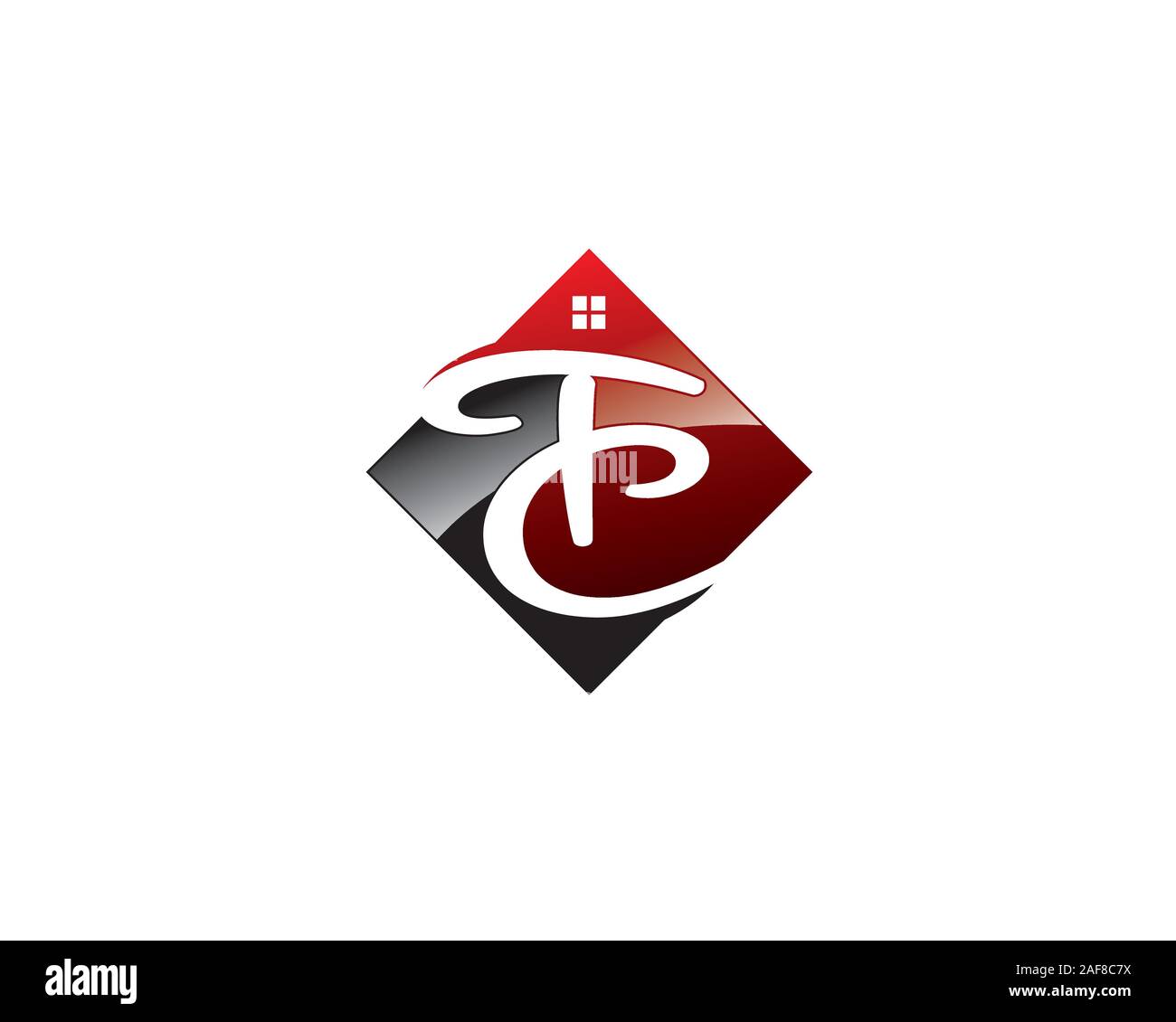 Lettera iniziale T C con finestre quadrate come logo realestate Illustrazione Vettoriale