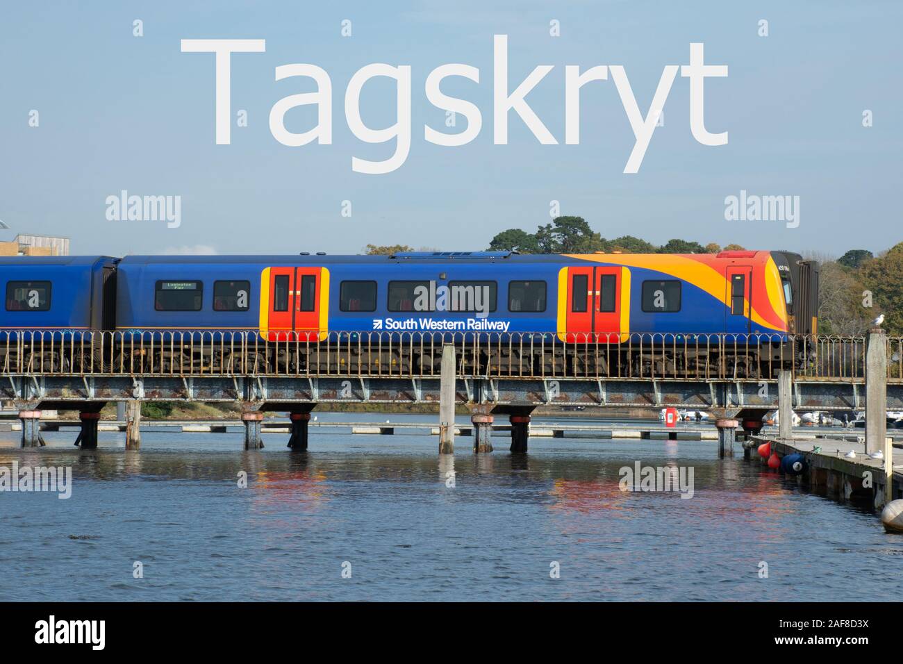 Tagskryt (Svedese per il treno la vanteria) Concetto di immagine - utilizzare il treno invece di volare per la riduzione delle emissioni di anidride carbonica travel Foto Stock