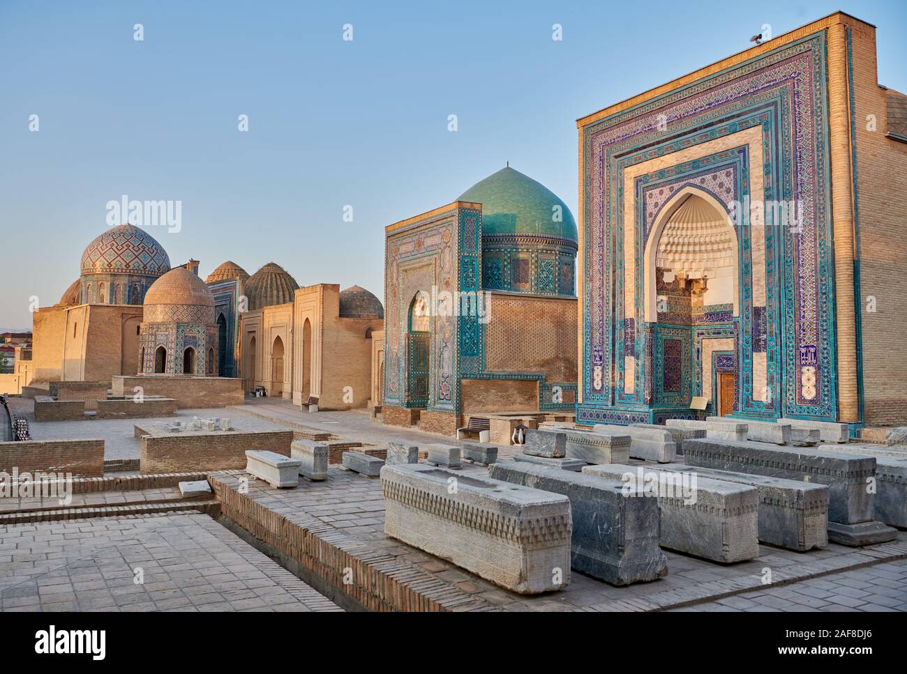 Necropoli Shah-i-Zinda, Samarcanda, Uzbekistan in Asia centrale Foto Stock