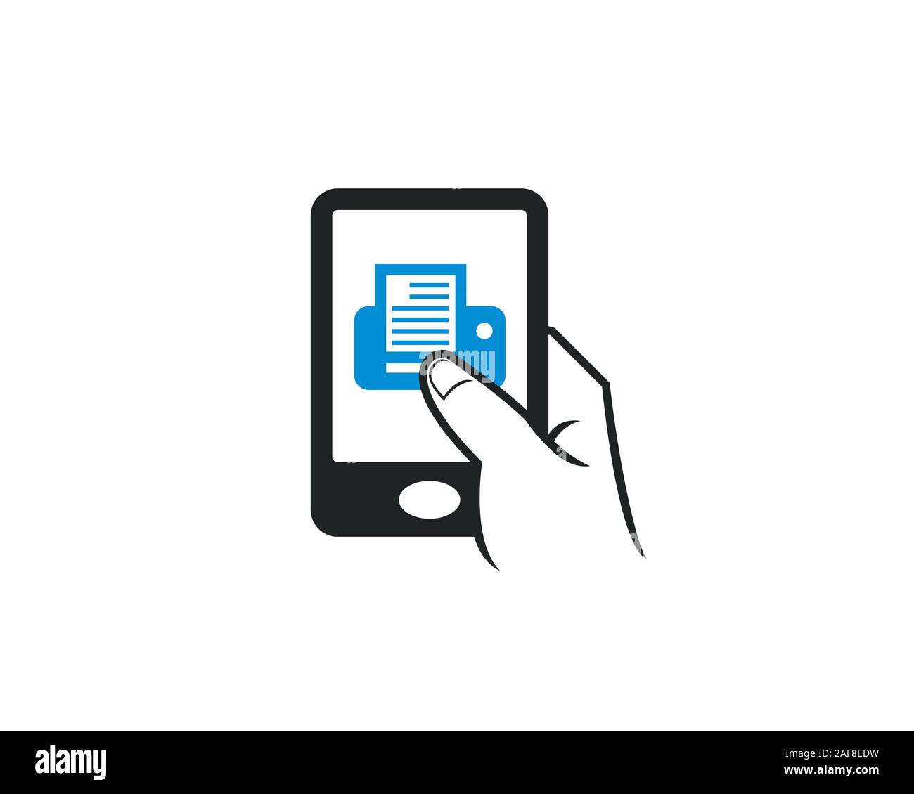 Telefono cellulare touch app icona per la stampante stampa Stampa Società di vendita Illustrazione Vettoriale