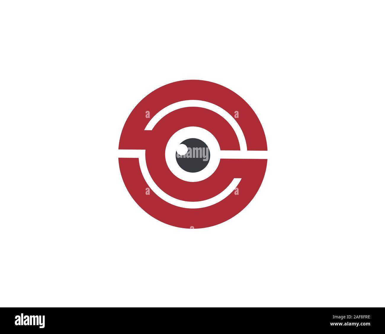 Lettera iniziale O S C anagramma con un occhio al centro del cerchio Illustrazione Vettoriale