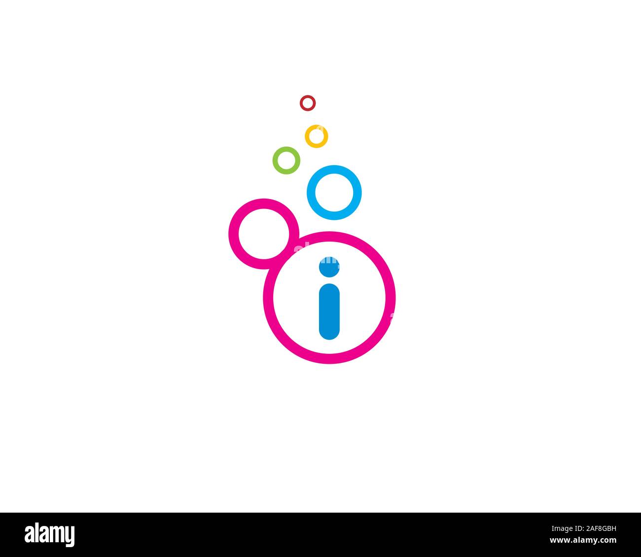 Lettera iniziale i all'interno di bolle colorate assomigliano a fantasia sogno o fantasia Illustrazione Vettoriale