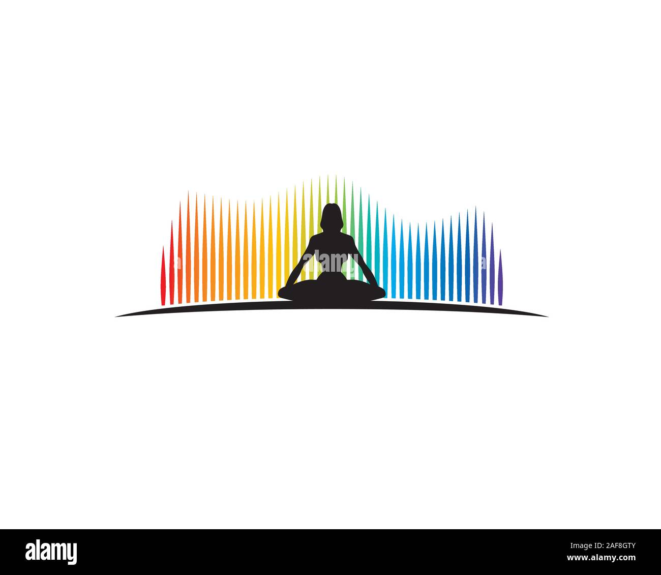 Donna di fare meditazione e yoga nella parte anteriore delle aurore boreali Illustrazione Vettoriale