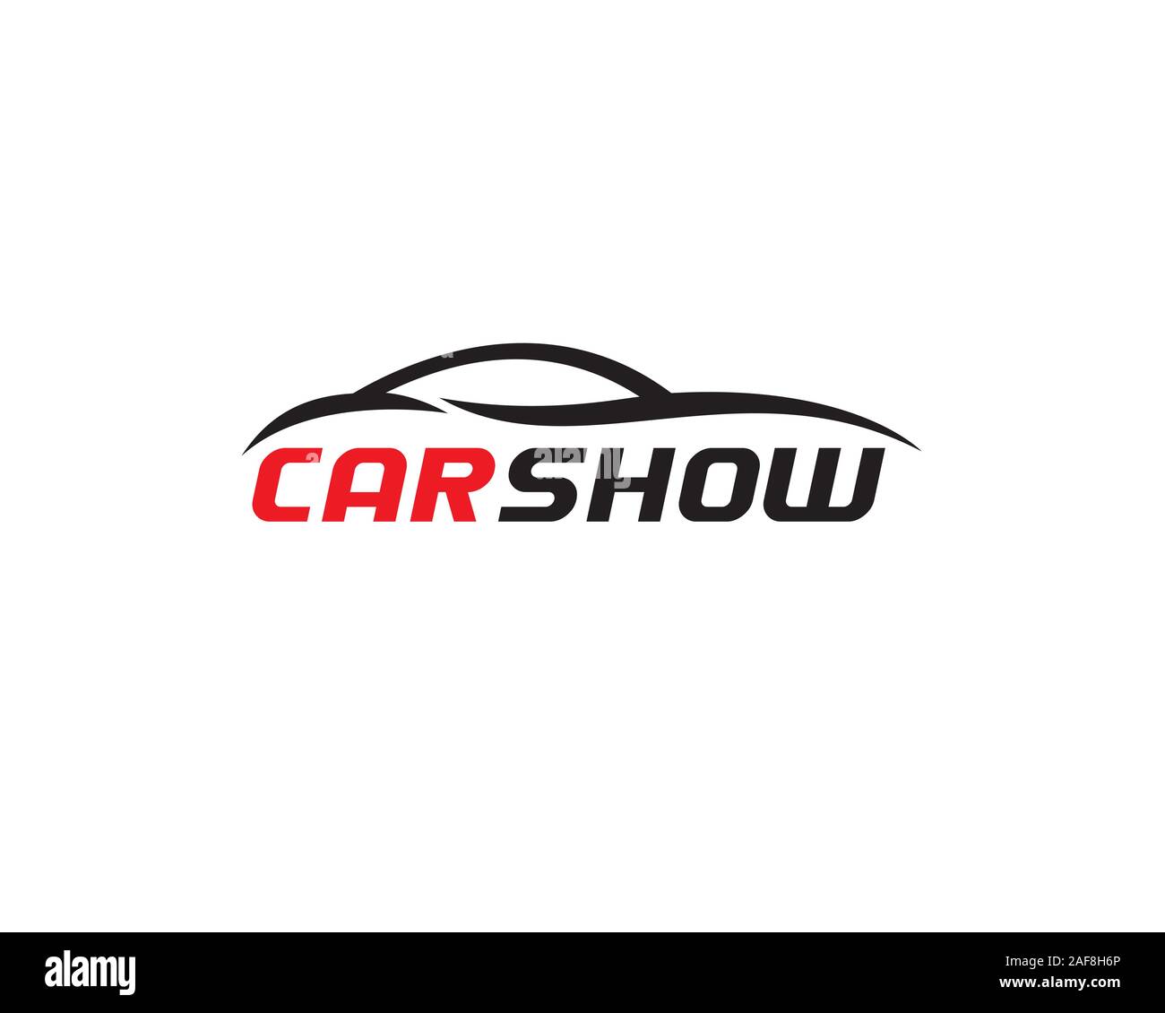 Semplice nero auto sportiva silhouette con carshow soffietto di testo Illustrazione Vettoriale