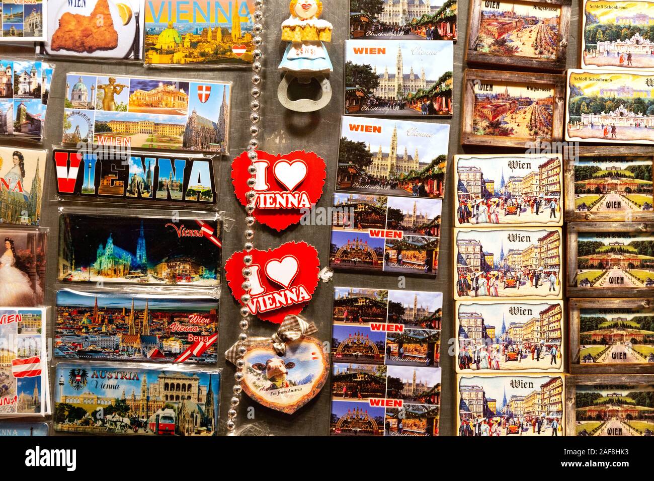 Vienna magneti per il frigo in vendita compresi ' mi piace ' Vienna, Vienna Austria Foto Stock