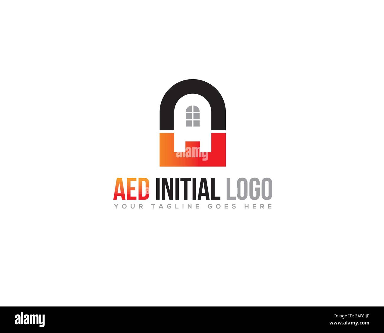 Lettera AED NERO ROSSO INIZIALE DEL LOGO AZIENDALE Illustrazione Vettoriale