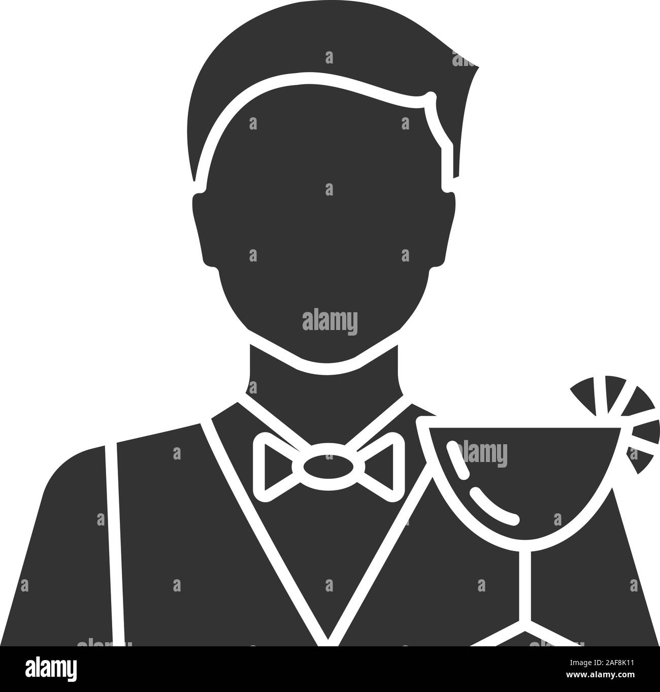 Barman icona glyph. Il barista, barman. Simbolo di Silhouette. Lo spazio negativo. Vettore illustrazione isolato Illustrazione Vettoriale