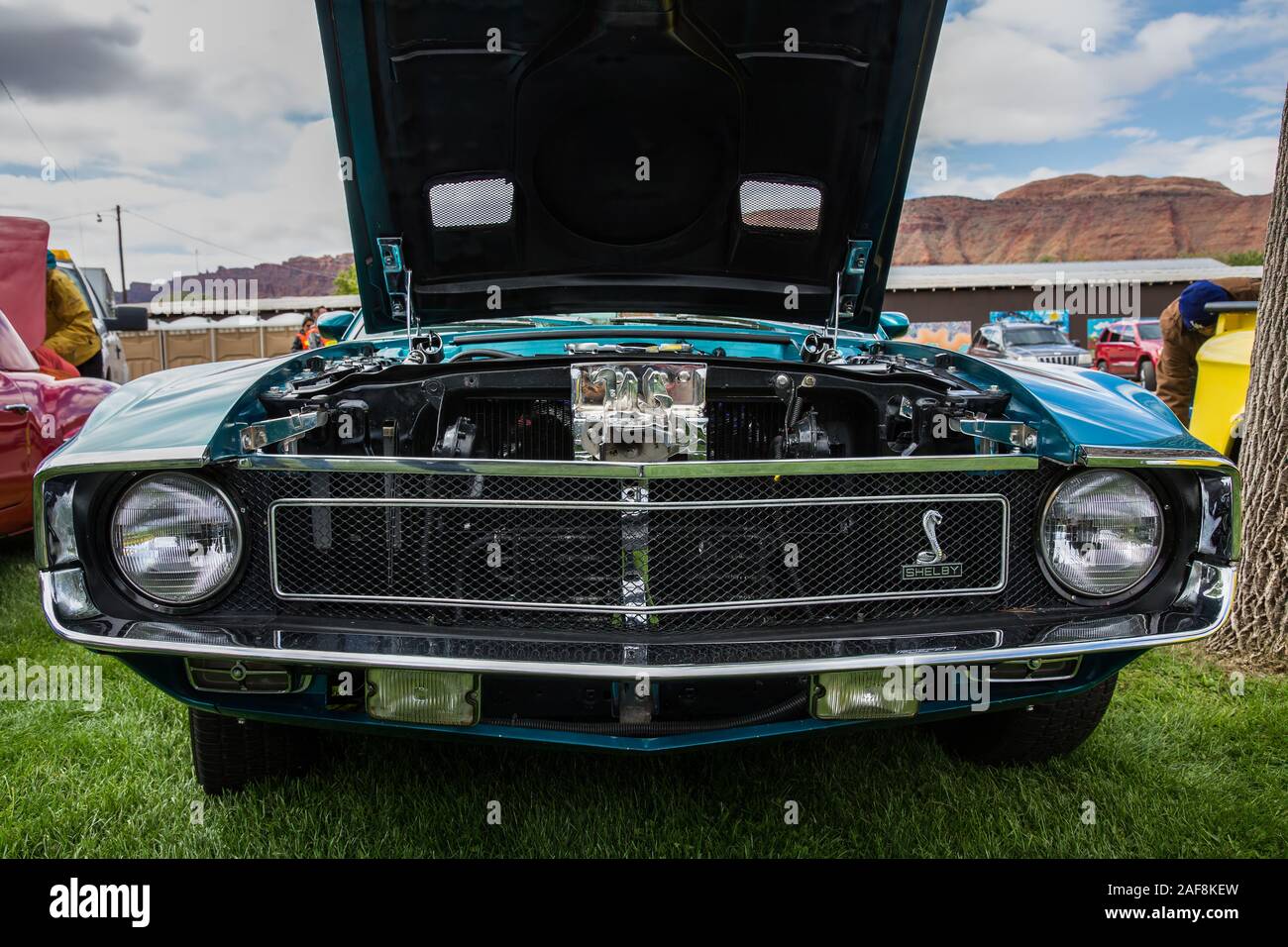 Un originale stock 1969 Shelby GT 500 Ford Mustang in Moab aprile azione Car Show in Moab Utah. Foto Stock