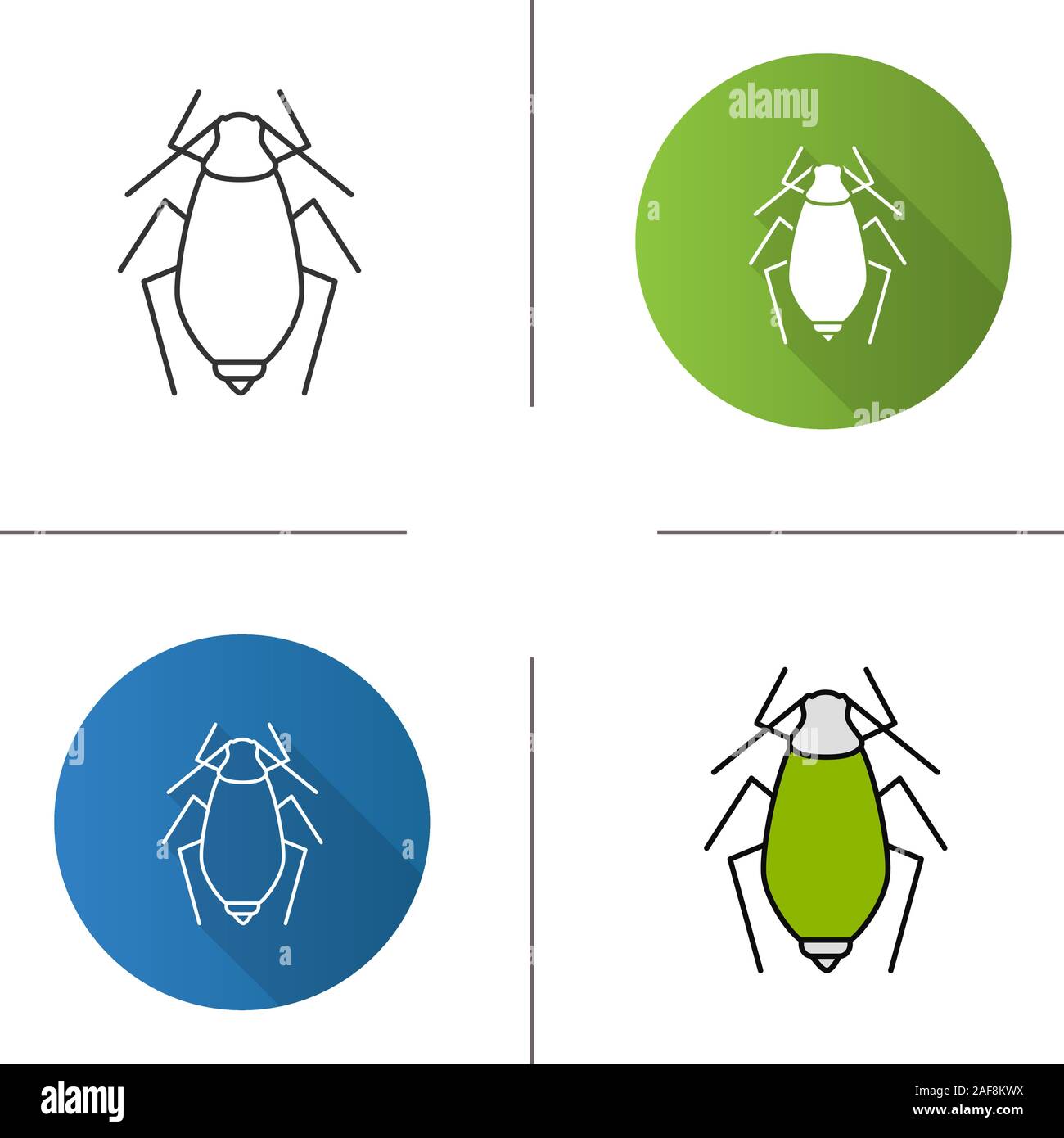 Icona di afide. Design piatto, lineare e stili colore. Peste di Insetto. Impianto pidocchi. Isolato illustrazioni vettoriali Illustrazione Vettoriale