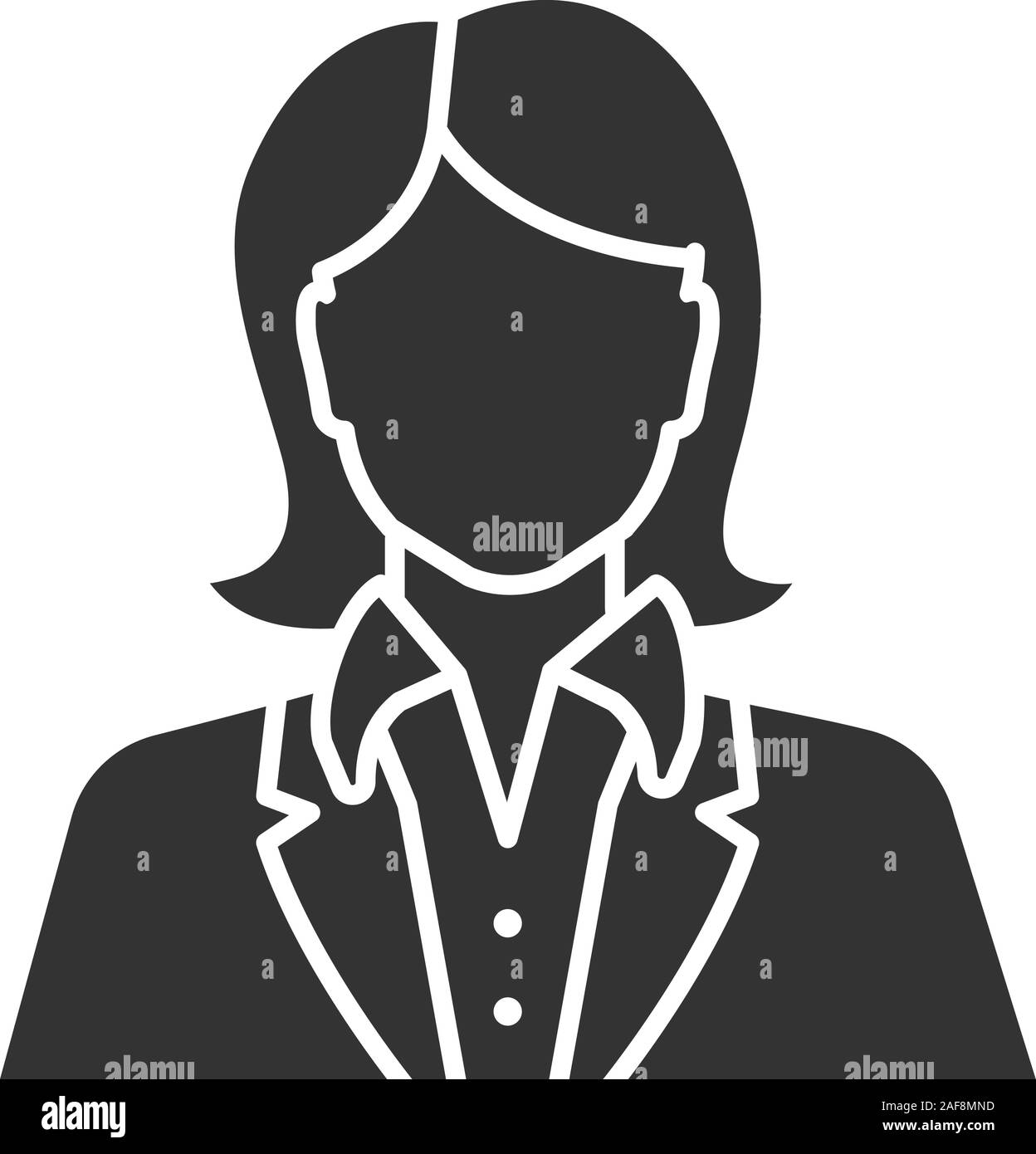 Lavoratore di ufficio glifo icona. Imprenditrice, admin, manager, segretaria receptionist. Simbolo di Silhouette. Lo spazio negativo. Vettore illustrazione isolato Illustrazione Vettoriale