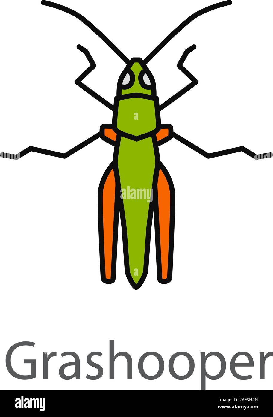 Grasshopper icona di colore. Peste di Insetto. Le cavallette. Isolato illustrazione vettoriale Illustrazione Vettoriale