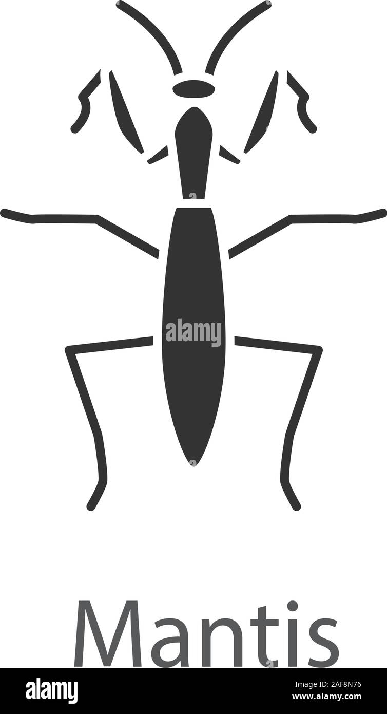 Mantide religiosa icona glyph. Mantodea. Un insetto. Simbolo di Silhouette. Lo spazio negativo. Vettore illustrazione isolato Illustrazione Vettoriale