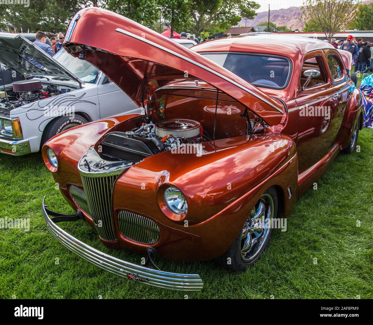 Una restaurata e modificata 1941 Ford Coupe in Moab aprile azione Car Show in Moab Utah. Foto Stock