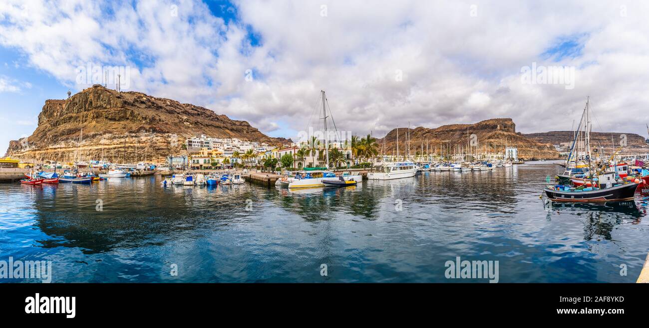 Paesaggio con Puerto de Mogan, Gran Canaria Island, Spagna Foto Stock