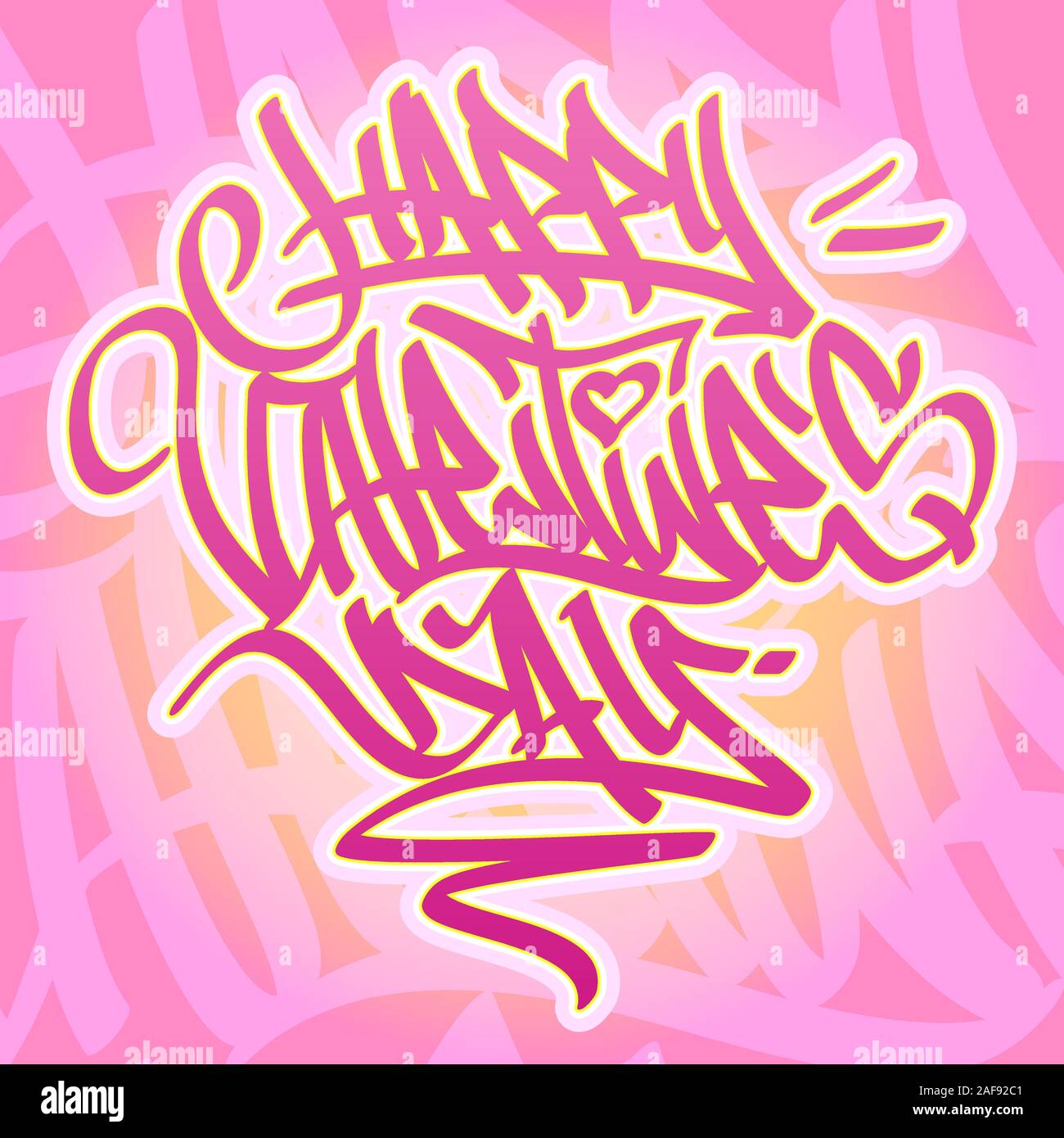 Buon San Valentino card in stile graffiti con colori vibranti. Illustrazione Vettoriale