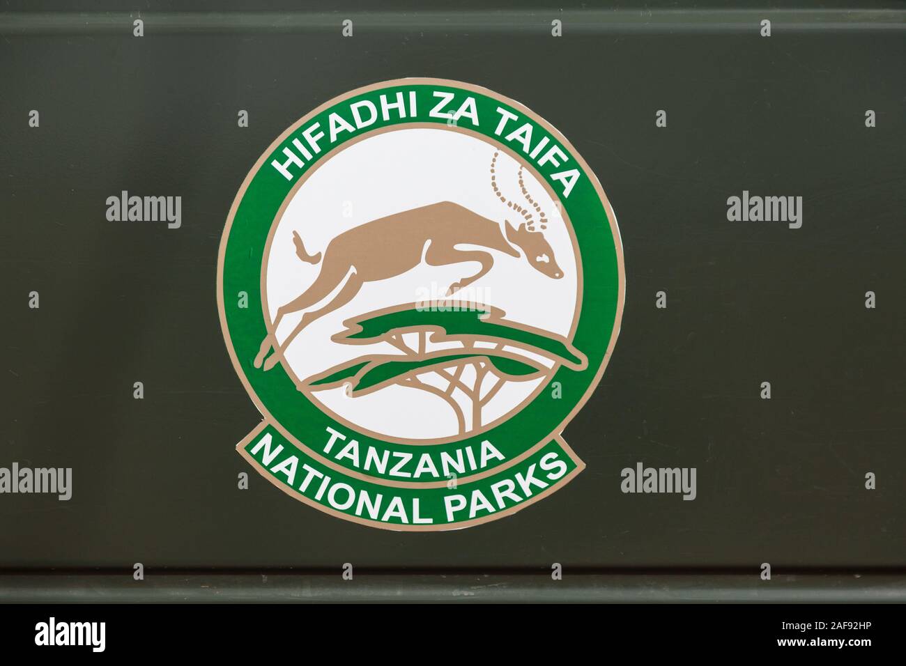 Tanzania. Tanzania Parco Nazionale emblema, Serengeti National Park. Foto Stock