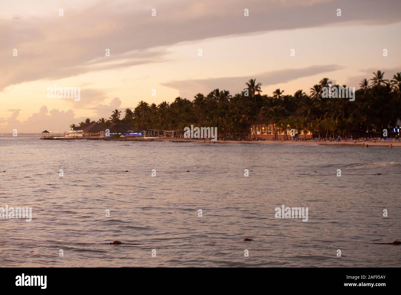 Dominicus litorale al tramonto Foto Stock