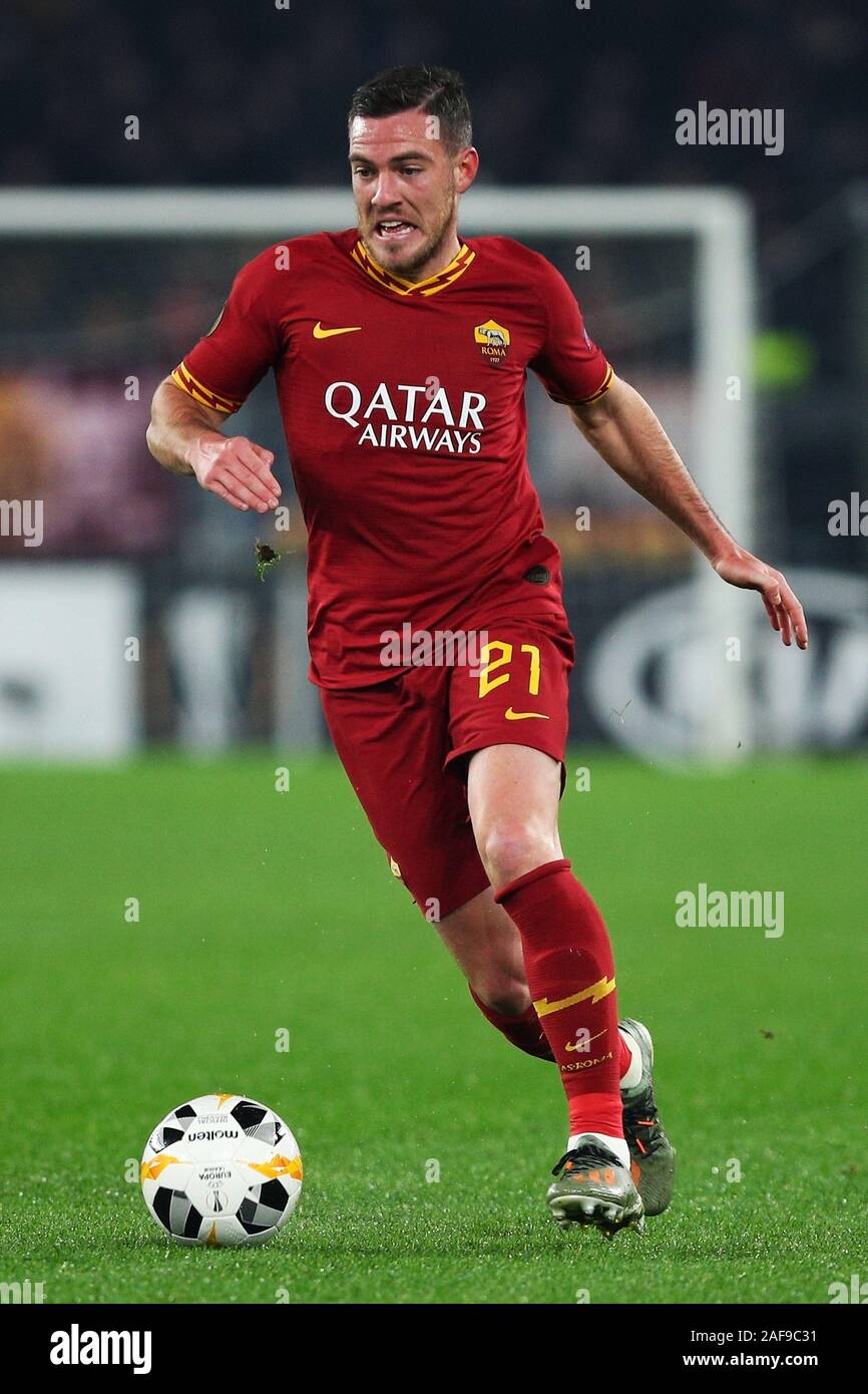 Jordan Veretout di Roma in azione durante la UEFA Europa League, Gruppo J partita di calcio tra la Roma e di Wolfsberg AC sul dicembre 12, 2019 allo Stadio Olimpico di Roma, Italia - Foto Federico Proietti/ESPA-immagini Foto Stock