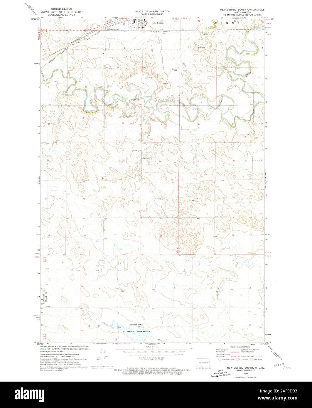 USGS TOPO Map North Dakota ND Nuovo Leipzig Sud 284621 1972 24000 Restauro Foto Stock