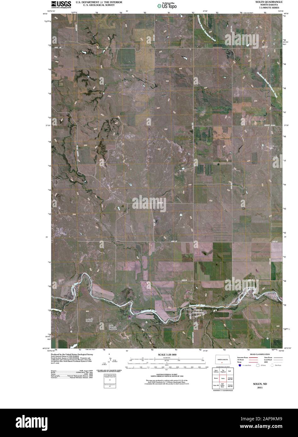 USGS TOPO Map North Dakota ND Solen 20110323 TM il restauro Foto Stock