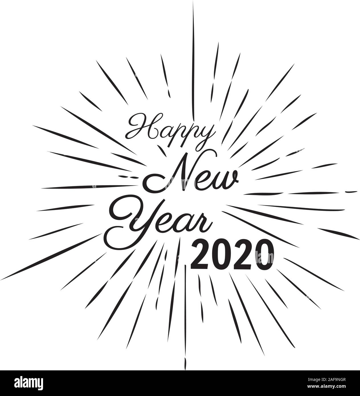 Illustrazione vettoriale di Anno Nuovo raggi. 2020 Anno nuovo sfondo. Illustrazione Vettoriale