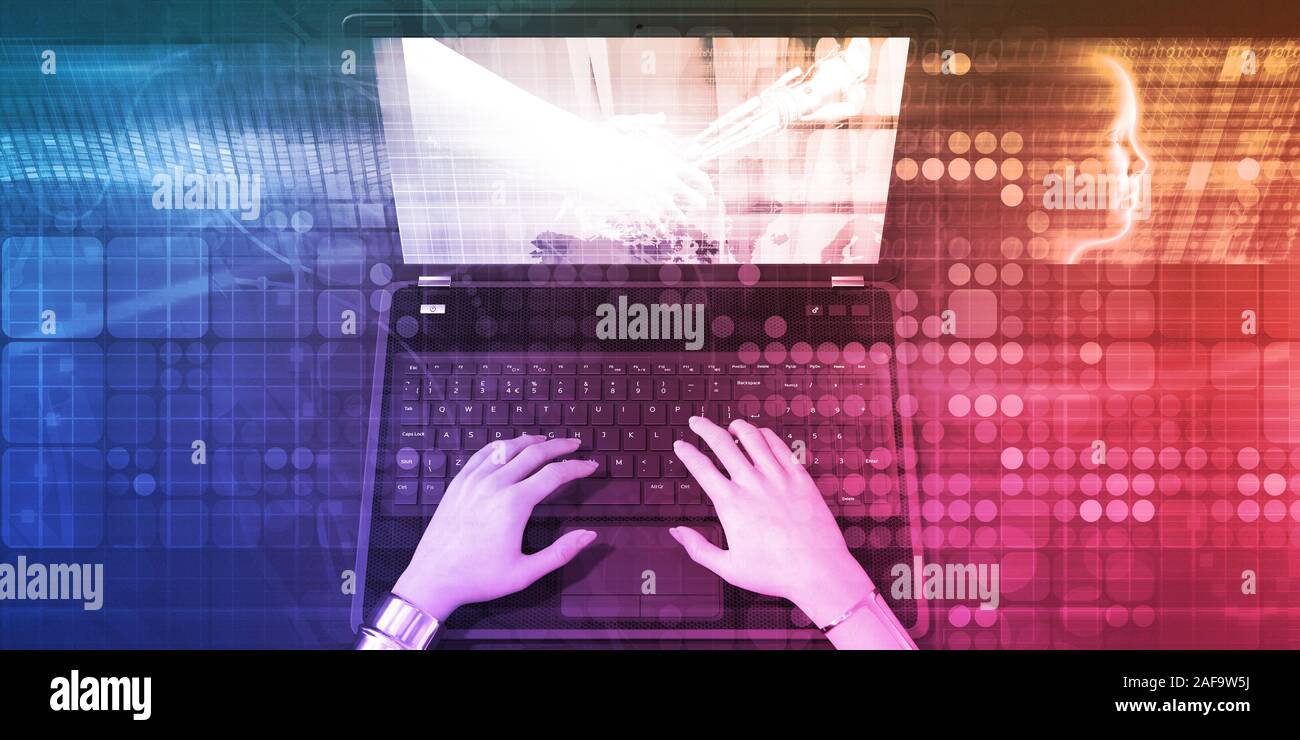 La protezione digitale industria attraverso i dati Online arte Foto Stock