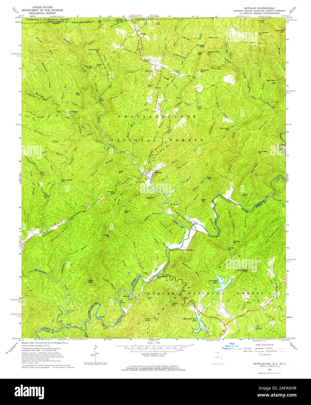 USGS TOPO Map North Carolina GA Satolah 246866 1961 24000 Restauro Foto Stock